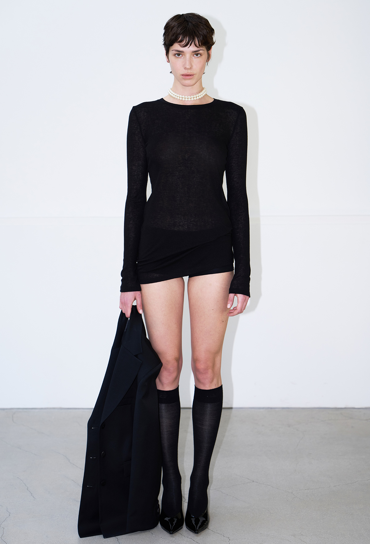 RIBBED CREASE JERSEY TOP