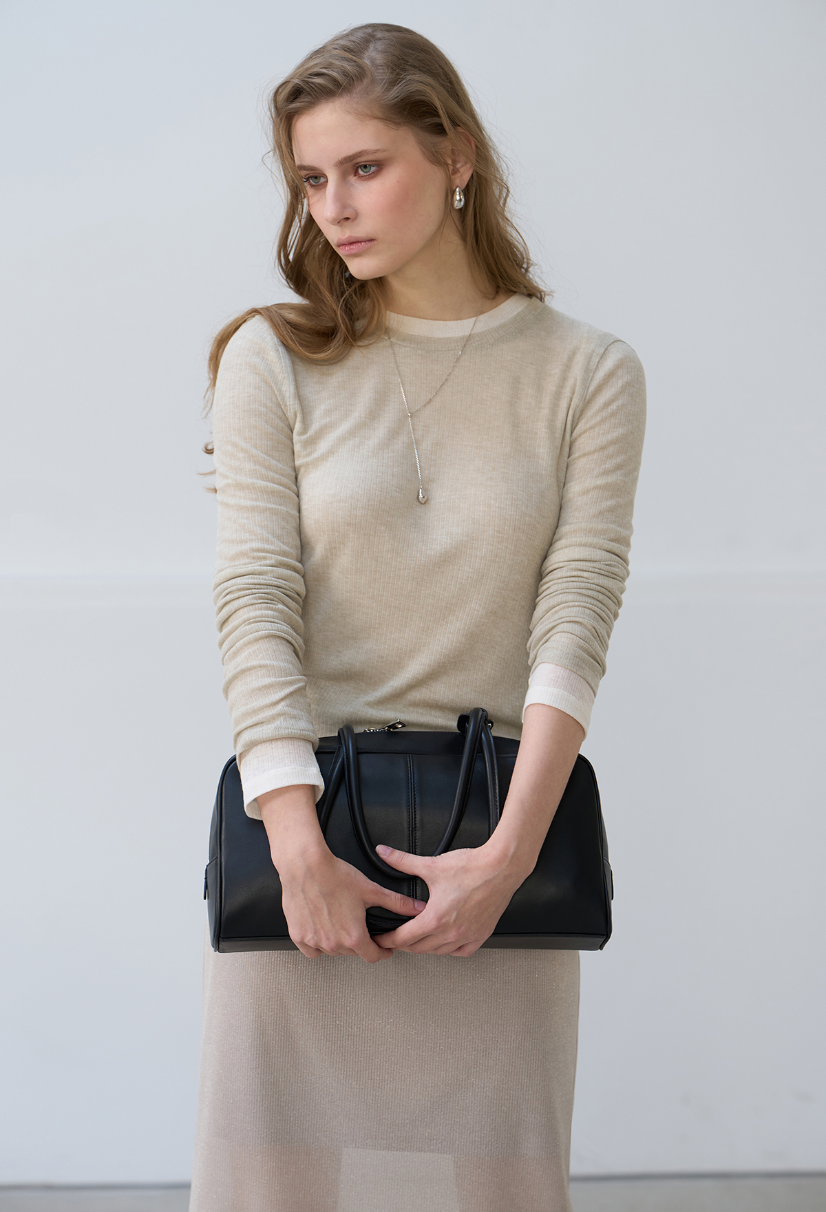 RIBBED CREASE JERSEY TOP