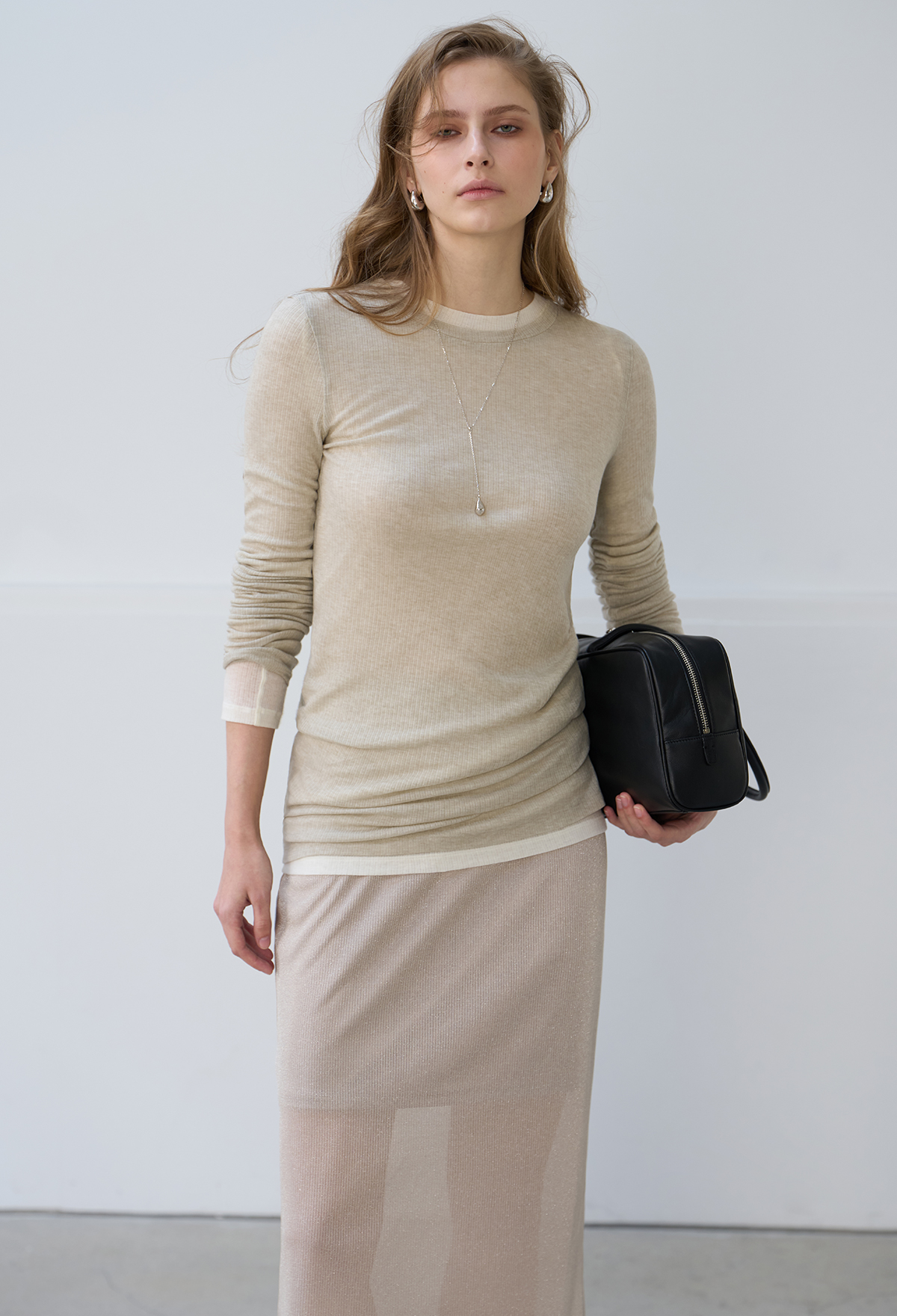 RIBBED CREASE JERSEY TOP