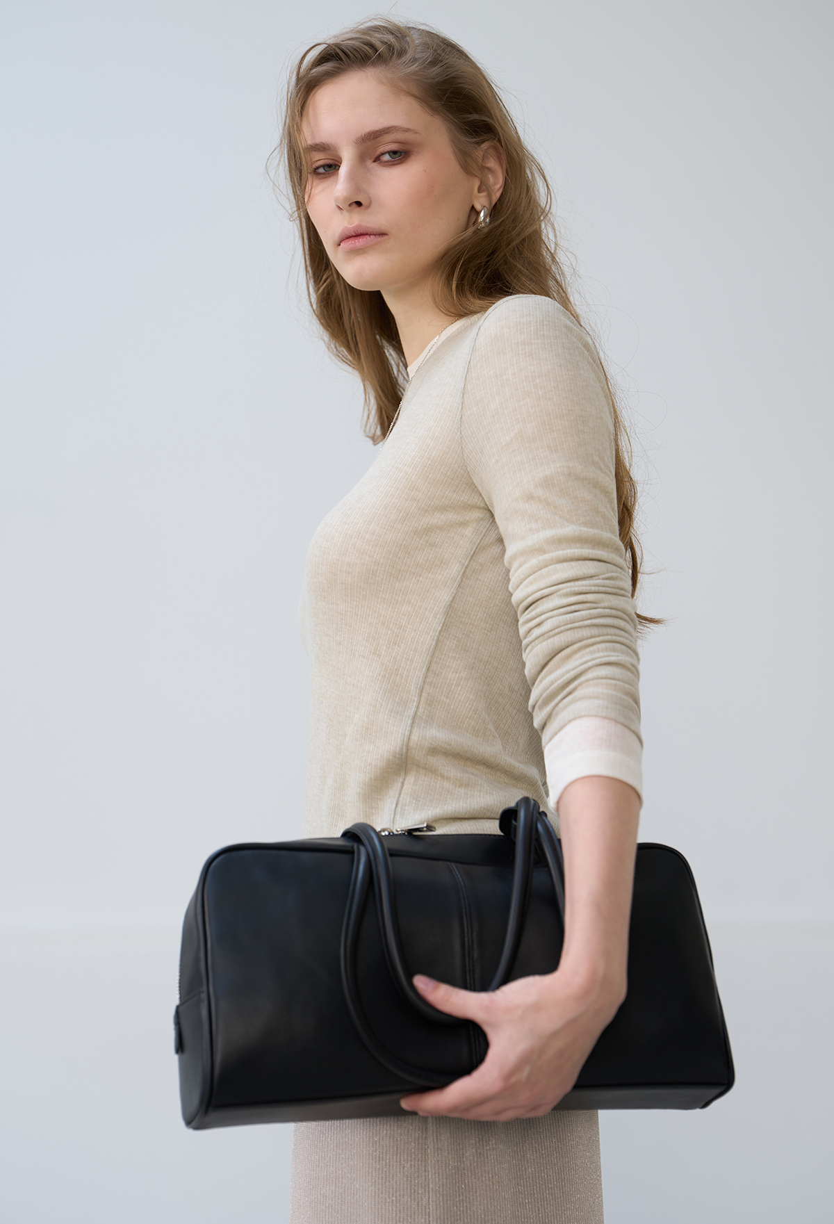 RIBBED CREASE JERSEY TOP