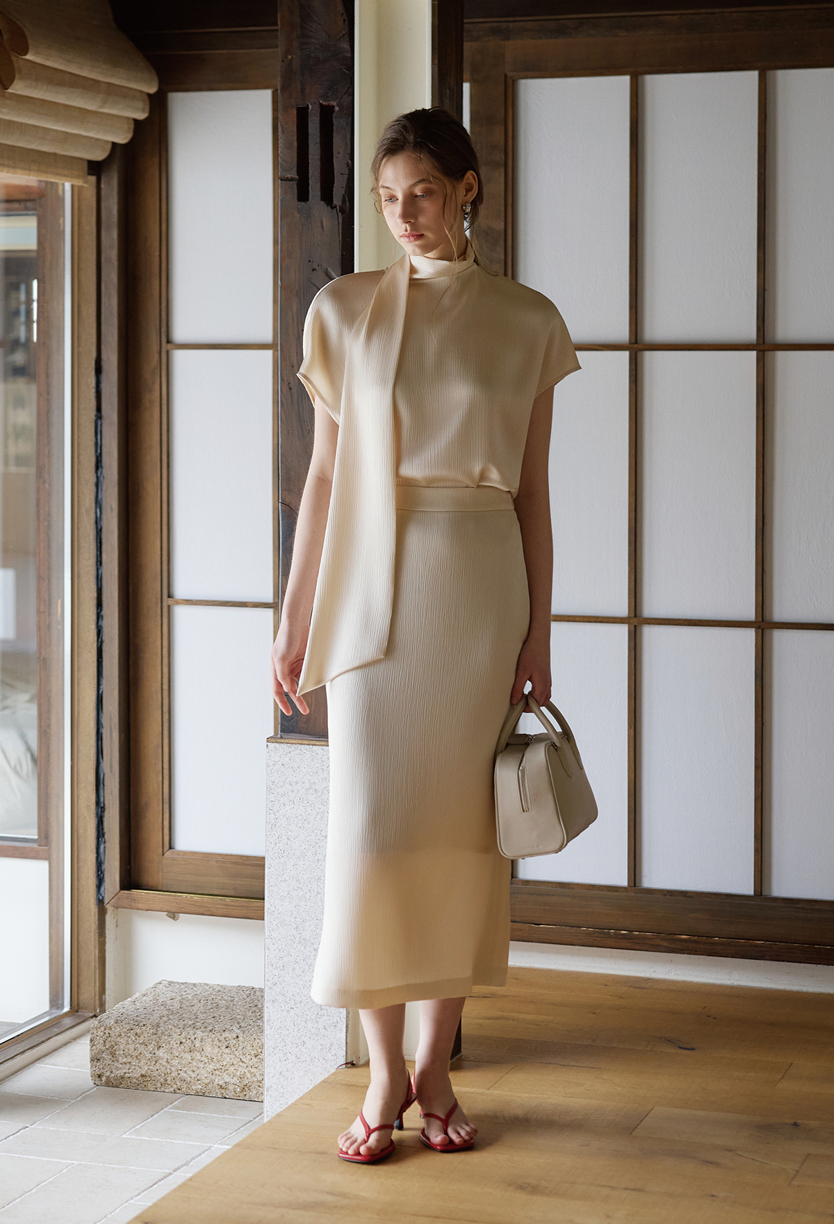 [2nd] CRINKLE MIDI SKIRT