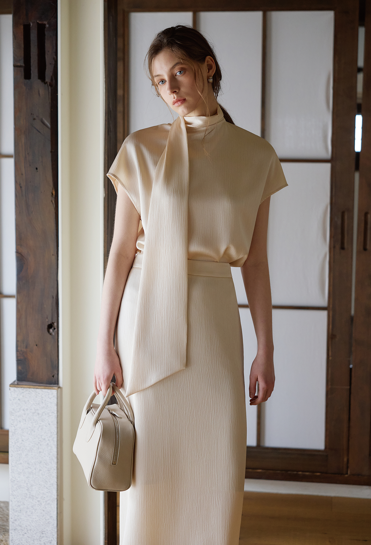 [2nd] CRINKLE MIDI SKIRT