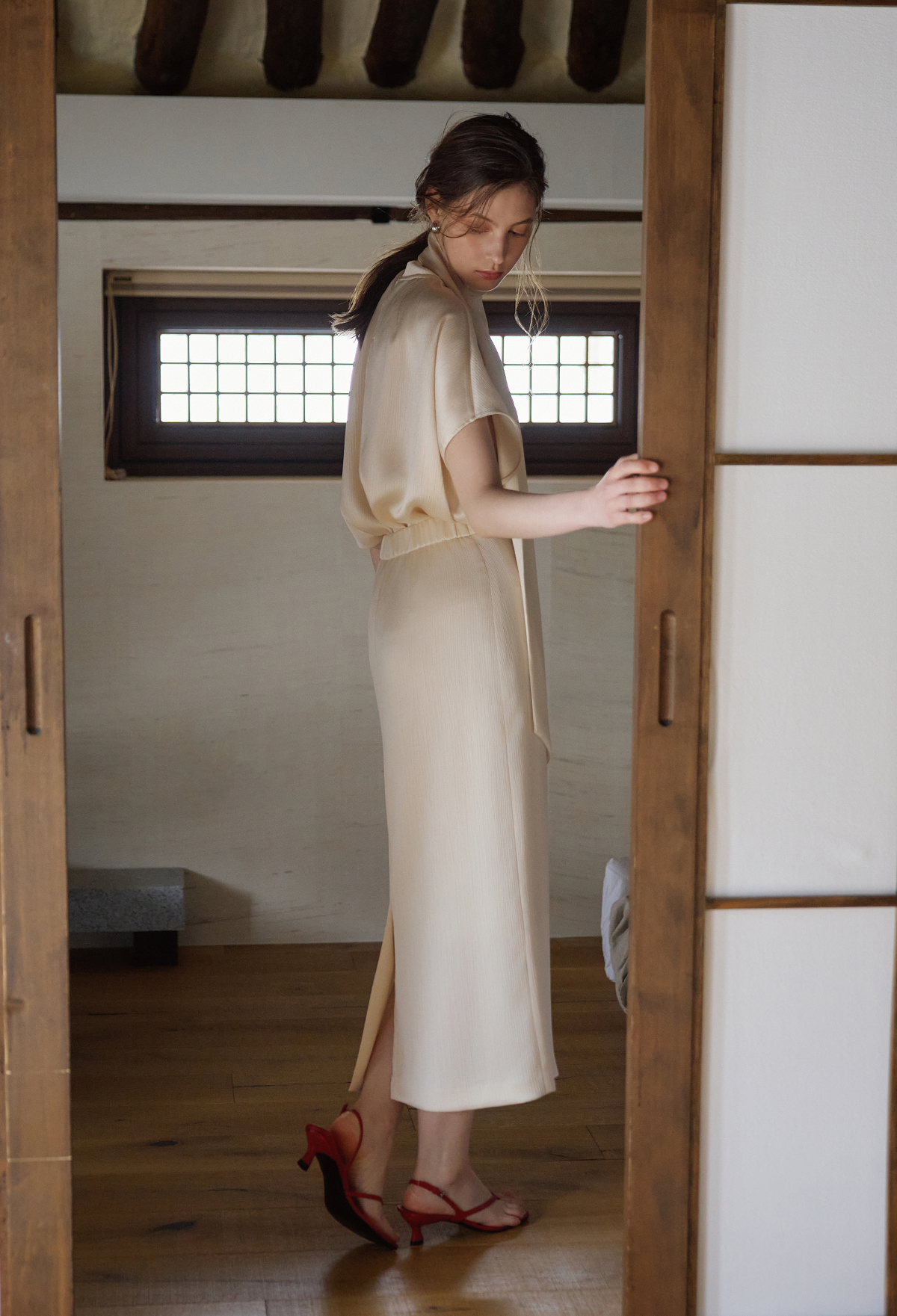 [2nd] CRINKLE MIDI SKIRT