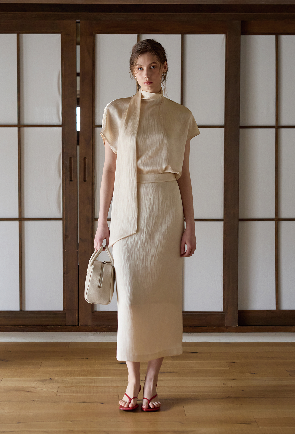 [2nd] CRINKLE MIDI SKIRT