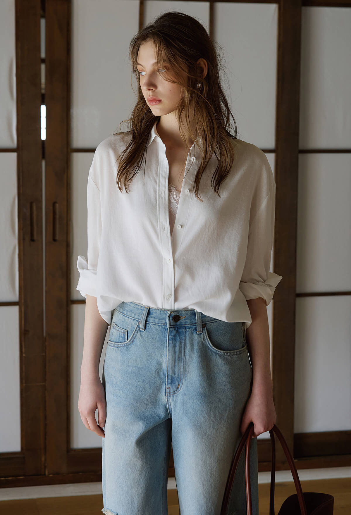 [2nd] Linen-Blend Shirt