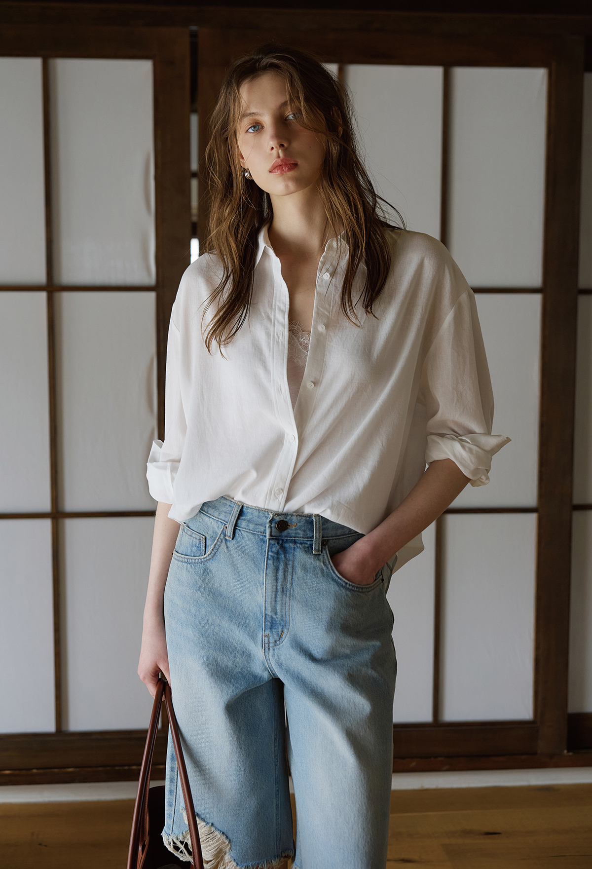 [2nd] Linen-Blend Shirt