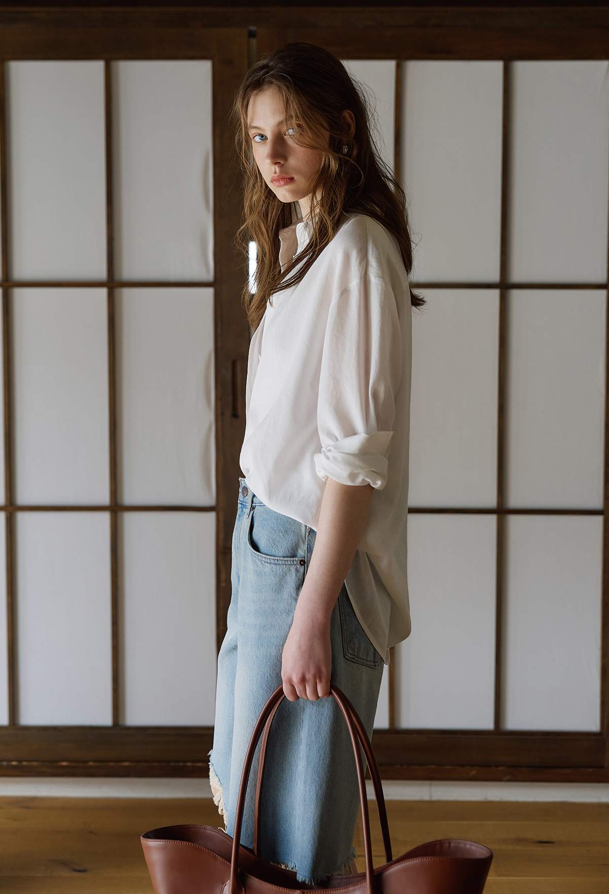 [2nd] Linen-Blend Shirt