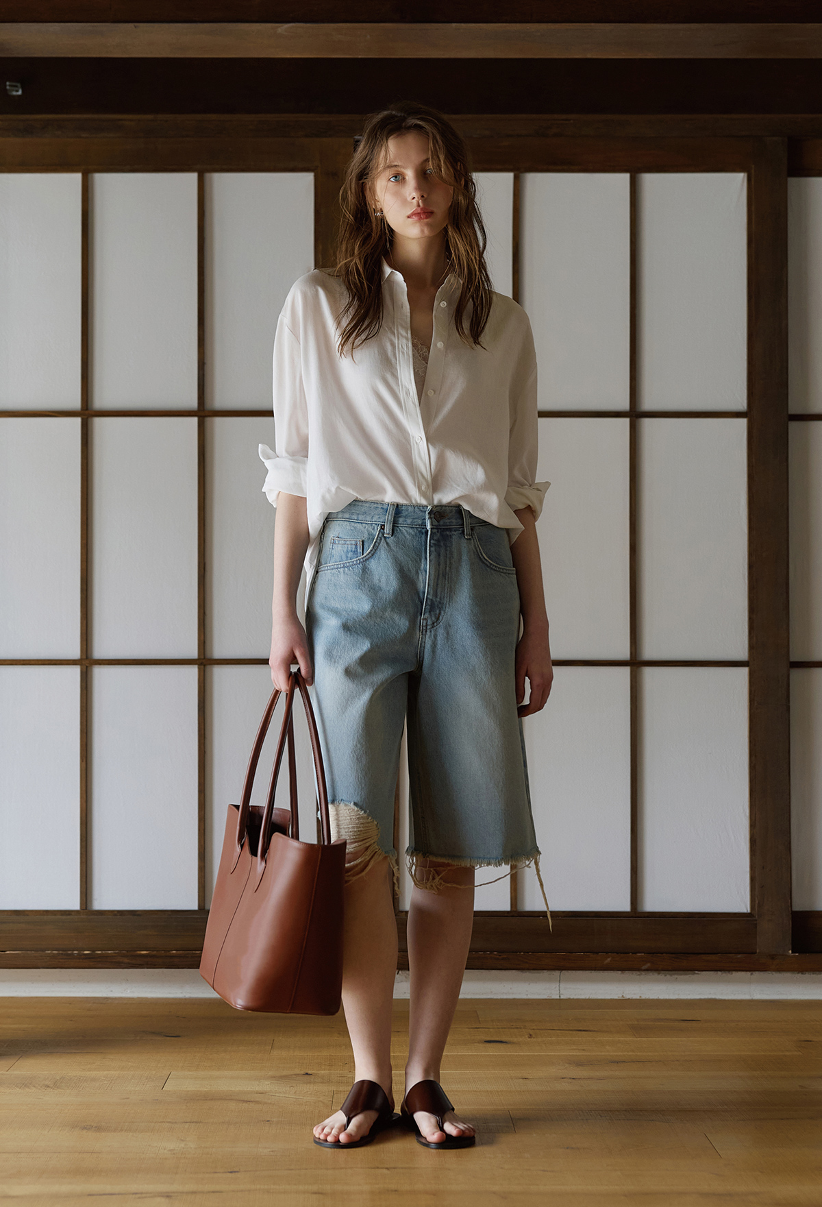 [2nd] Linen-Blend Shirt