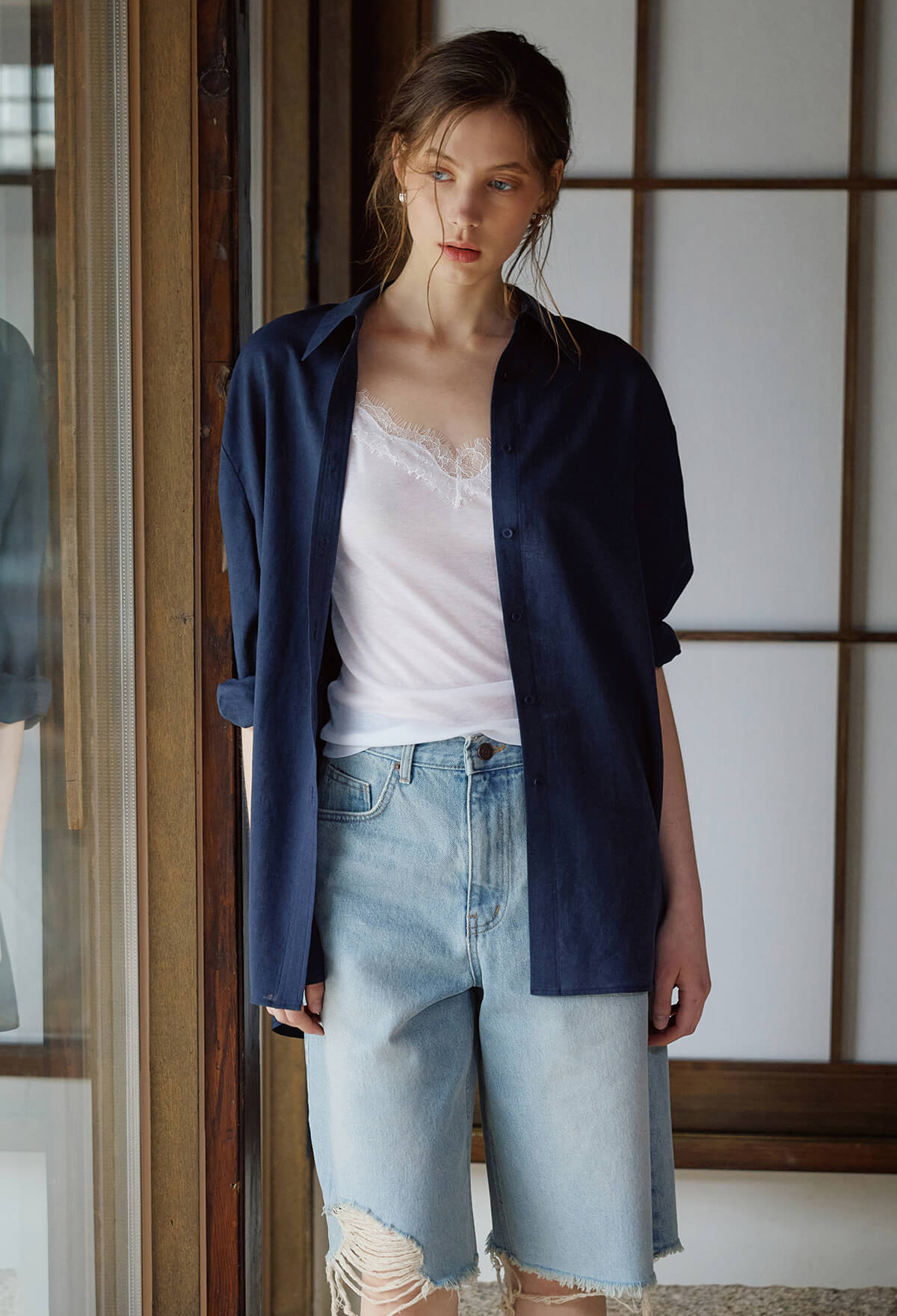 Linen-blended shirt