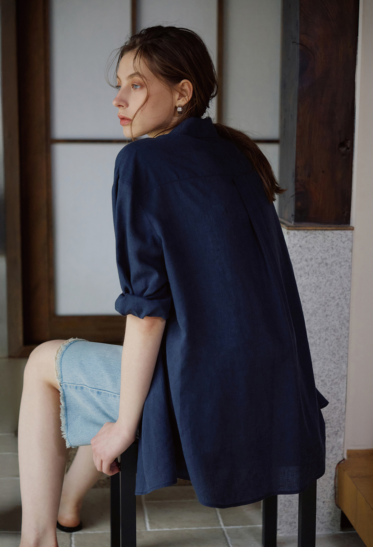 Linen-blended shirt