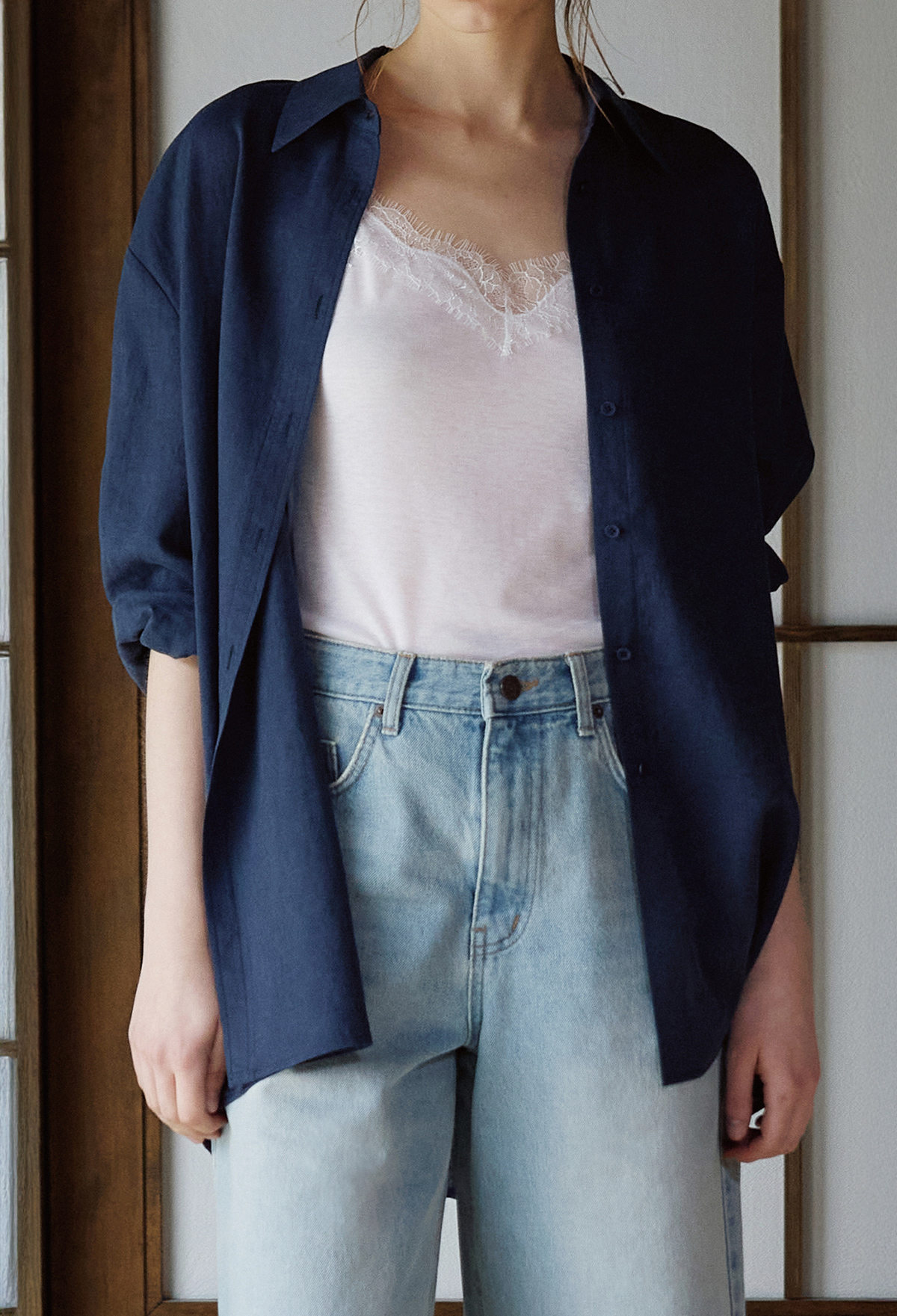 Linen-blended shirt
